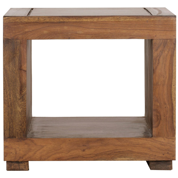 Nancy's Auburn soffbord - Soffbord i massivt trä - Sängbord - Fyrkantigt soffbord - Öppet fack - Sheesham Trä - 50x50 cm