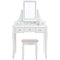 Nancys Sophora Toalettbord med LED-belysning - Sminkbord - Spegel - 5 lådor - Med Pall - Vit - 80 x 137,5 cm (l x b x h)