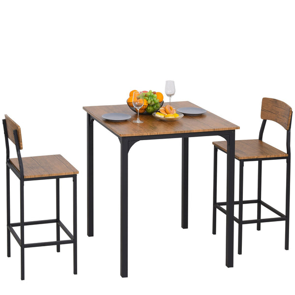 Nancys Tahlequah Matbord Uppsättning - 2 stolar - 1 bord - 3-delar - MDF - Stål - Brun - Svart