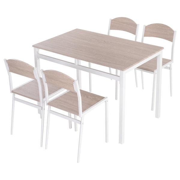 Nancy's Gardiner Matsal Uppsättning - 5-delar - Matbord - Matstol - 1 bord - 4 stolar - MDF - Metalll - Grå - Vit - Vit -