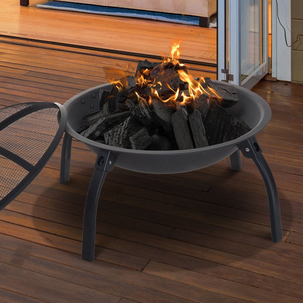 Nancys Asselstine Fire Bowl med gnistskydd - Svart - Metalll - 27,75 cm x 27,75 cm x 15,74 cm